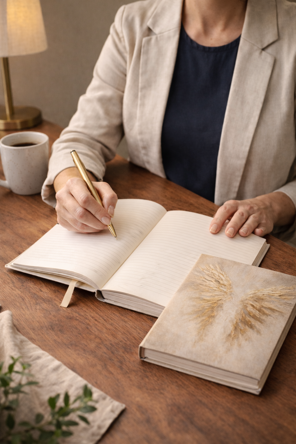 Gold Angel Wings Hardcover Journal
