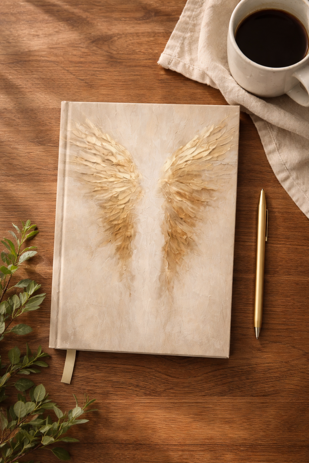 Gold Angel Wings Hardcover Journal