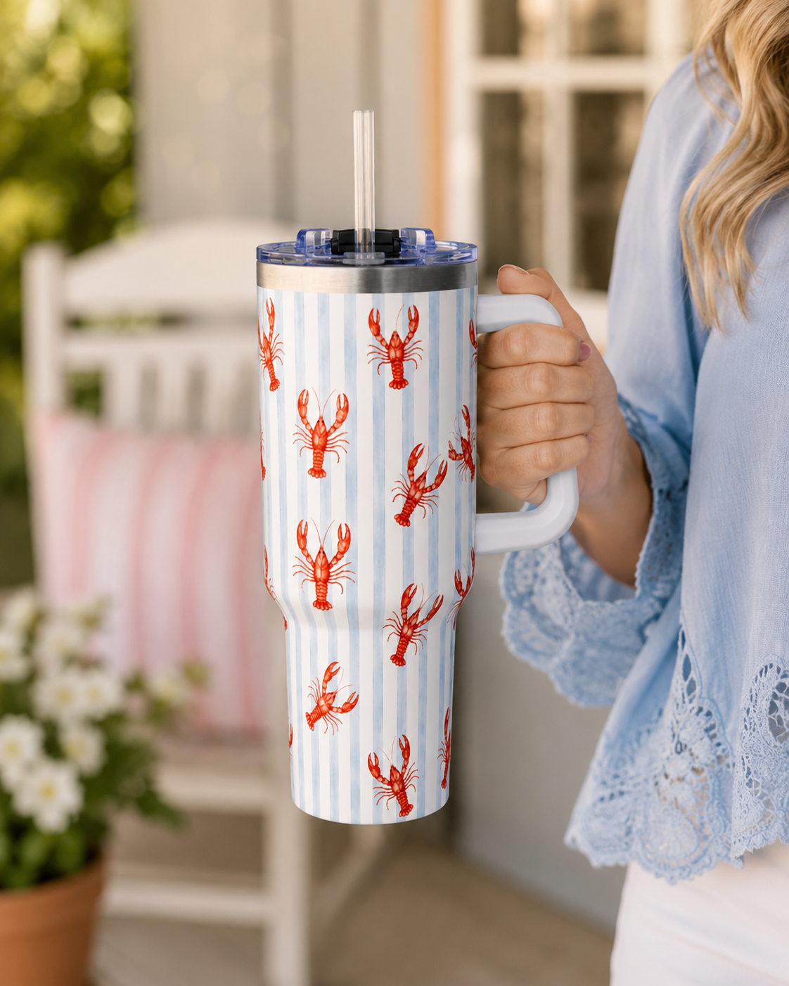 Red Crawfish Pattern Tumbler