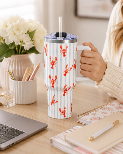 Red Crawfish Pattern Tumbler