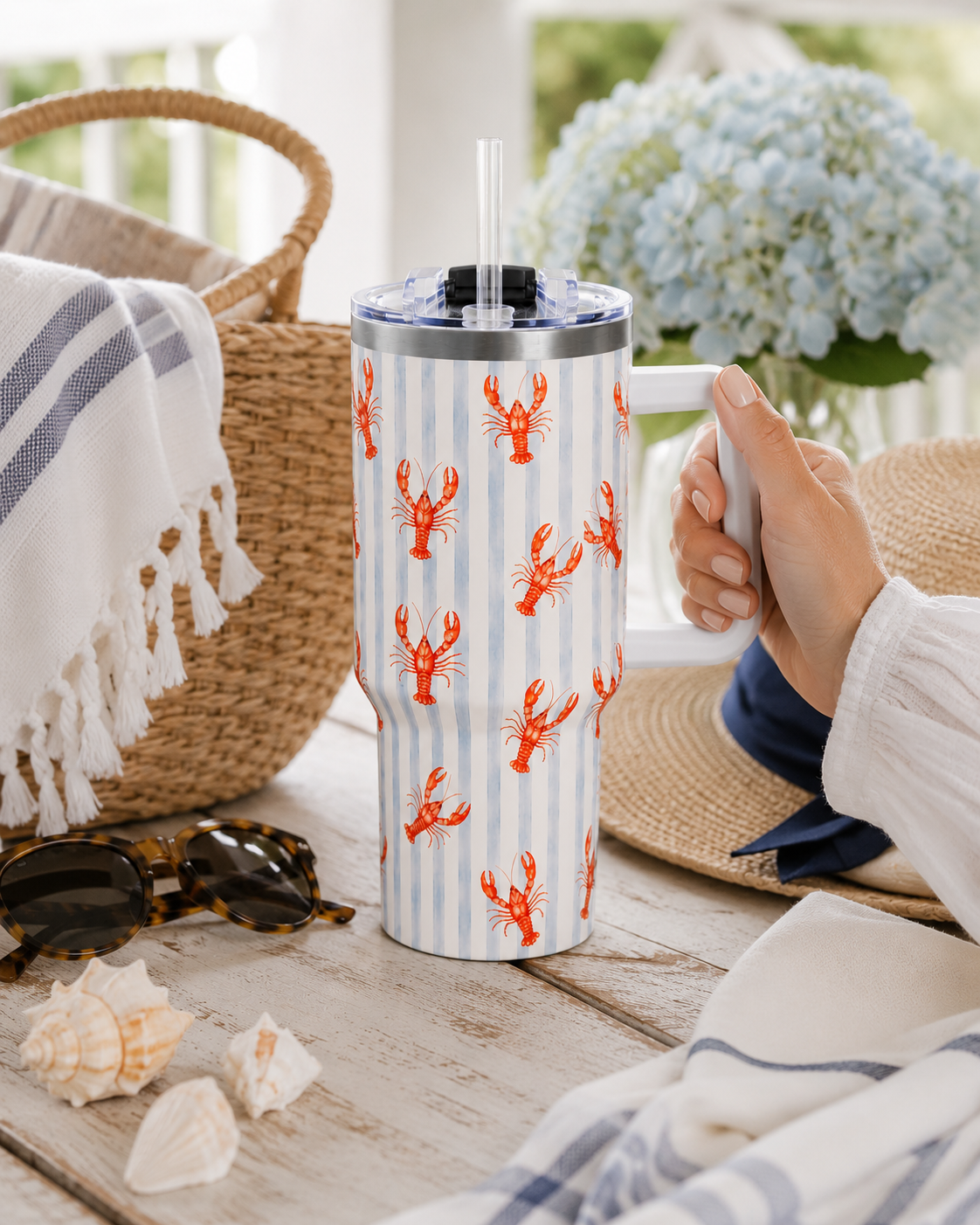 Red Crawfish Pattern Tumbler