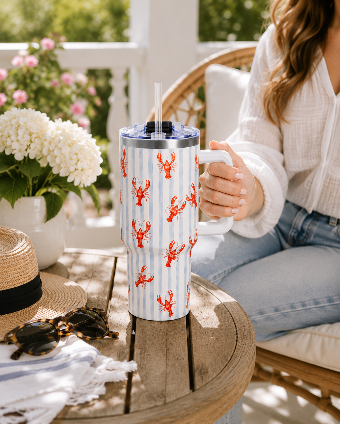 Red Crawfish Pattern Tumbler