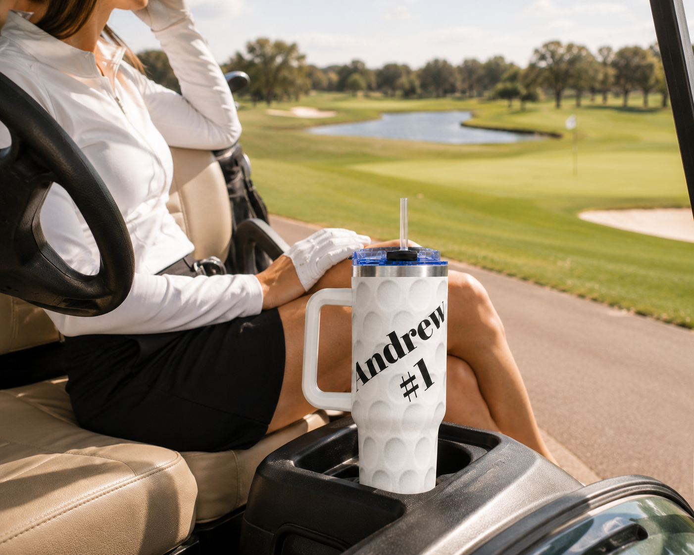 Golf Ball Personalized Name Tumbler | 40oz Vacuum Travel Mug
