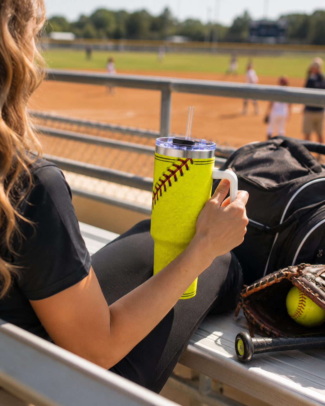 Personalized Softball Tumbler – 40 oz Name &amp; Number Travel Cup