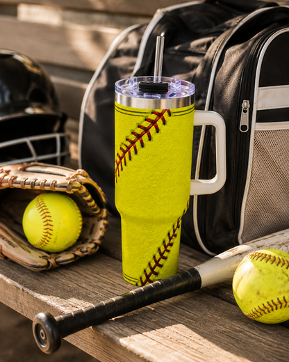 Personalized Softball Tumbler – 40 oz Name &amp; Number Travel Cup