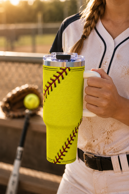 Personalized Softball Tumbler – 40 oz Name &amp; Number Travel Cup