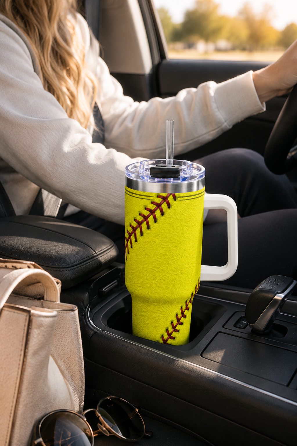 Personalized Softball Tumbler – 40 oz Name &amp; Number Travel Cup