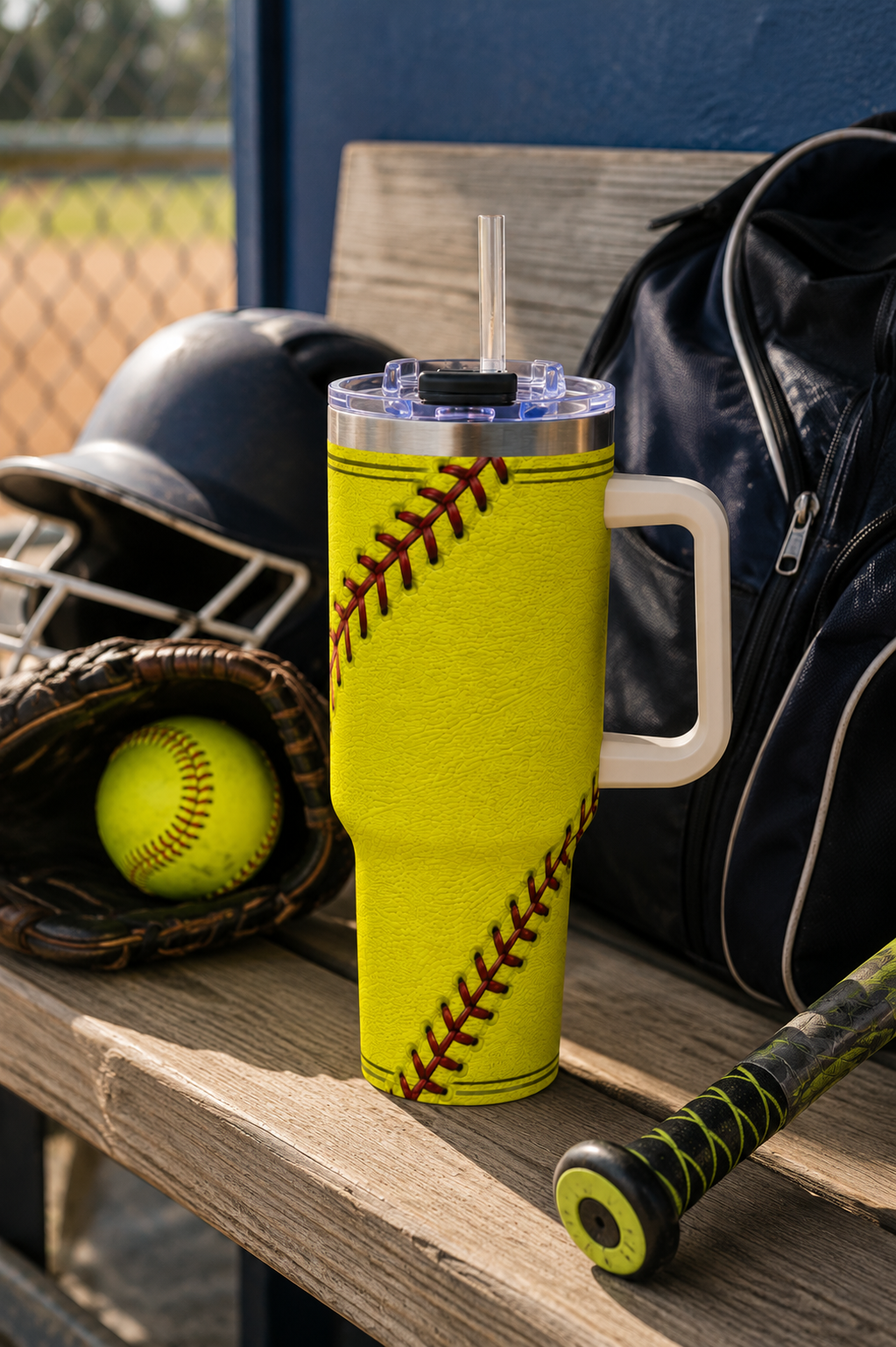 Personalized Softball Tumbler – 40 oz Name &amp; Number Travel Cup