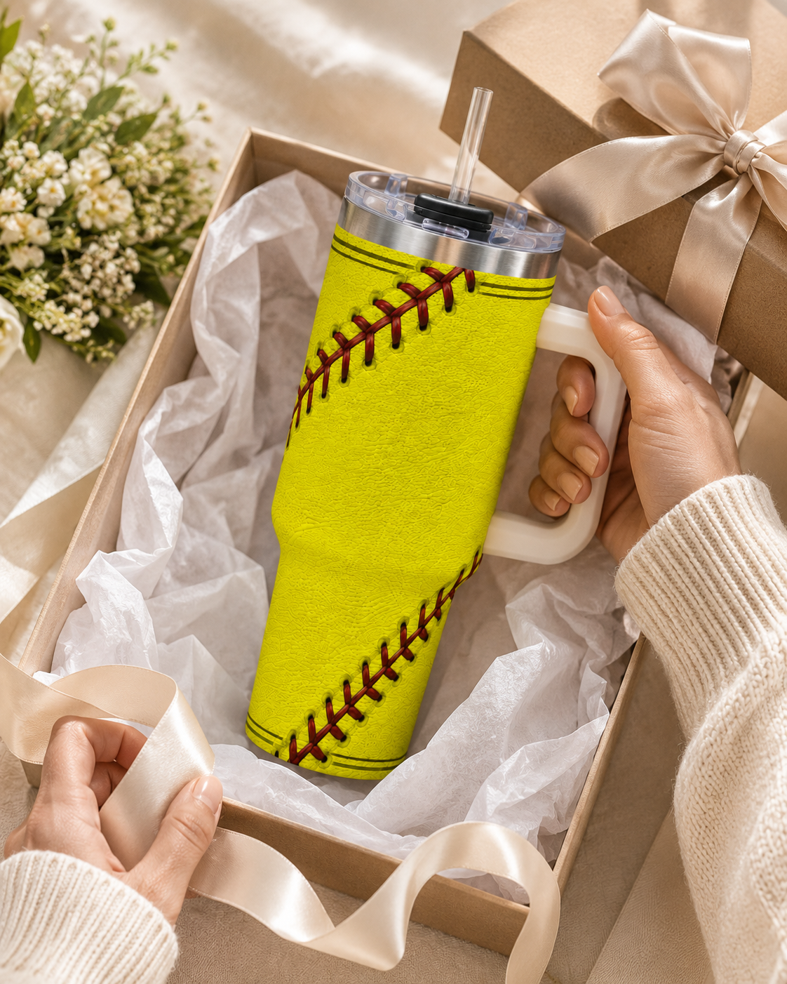 Personalized Softball Tumbler – 40 oz Name &amp; Number Travel Cup