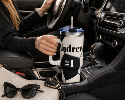 Personalized Soccer Tumbler – 40 oz Name &amp; Number Travel Cup