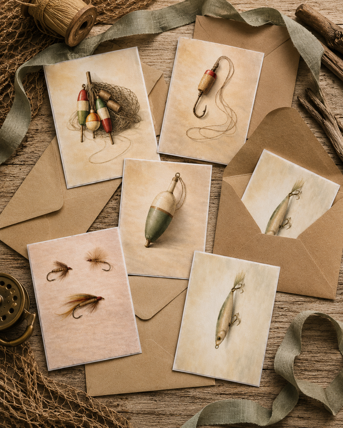 Fishing Lures Greeting Cards (5-Pack)
