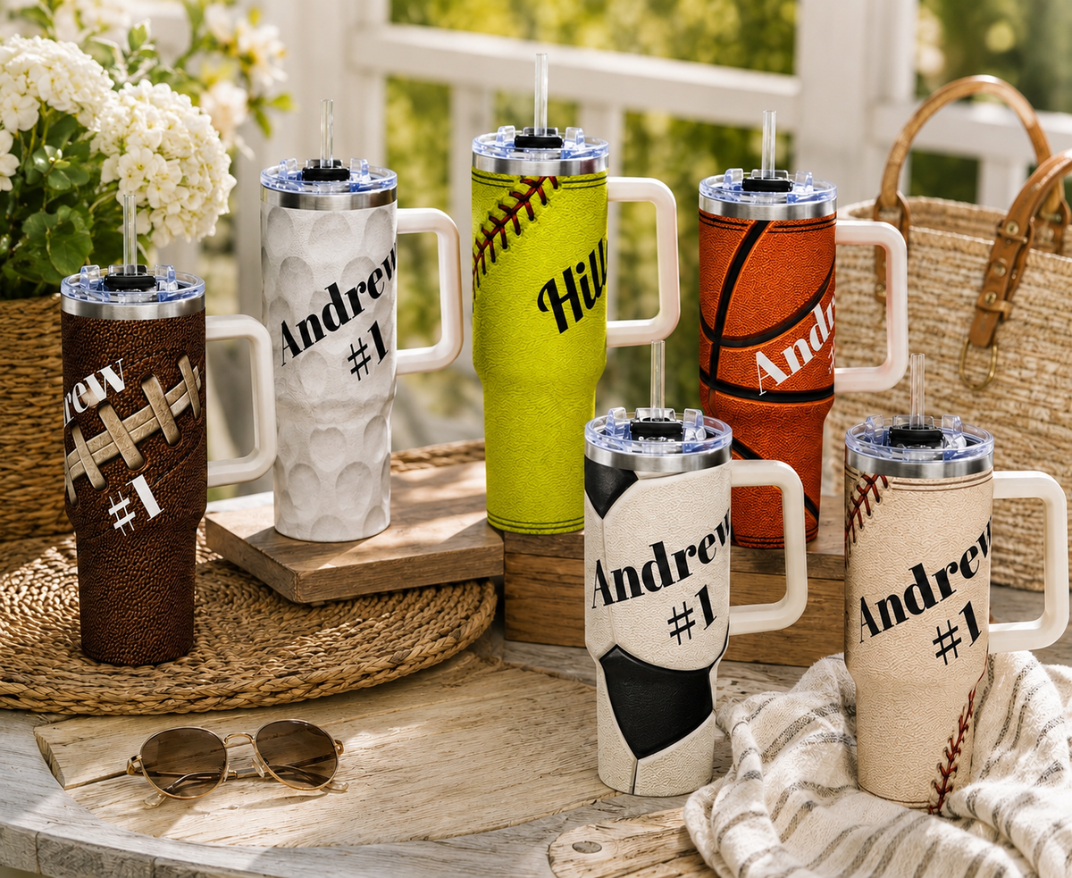 Personalized Football Tumbler – 40 oz Name &amp; Number Travel Cup