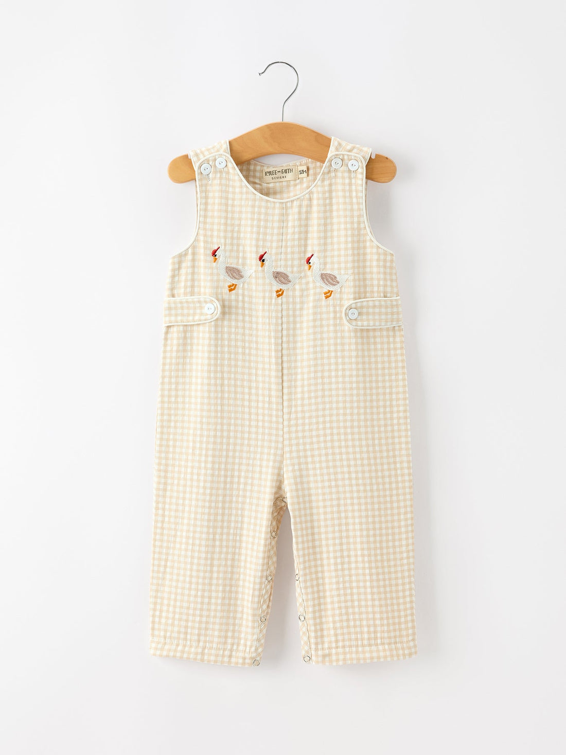 Baby Boys Goose Embroidered Gingham Jon Jon