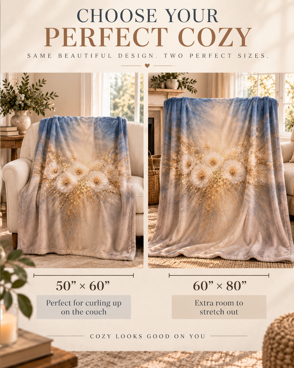 Floral Dream Sherpa Blanket — Soft Dandelion Bouquet Fleece Throw