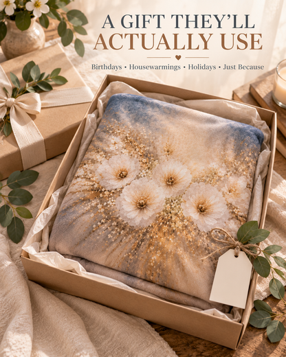 Floral Dream Sherpa Blanket — Soft Dandelion Bouquet Fleece Throw