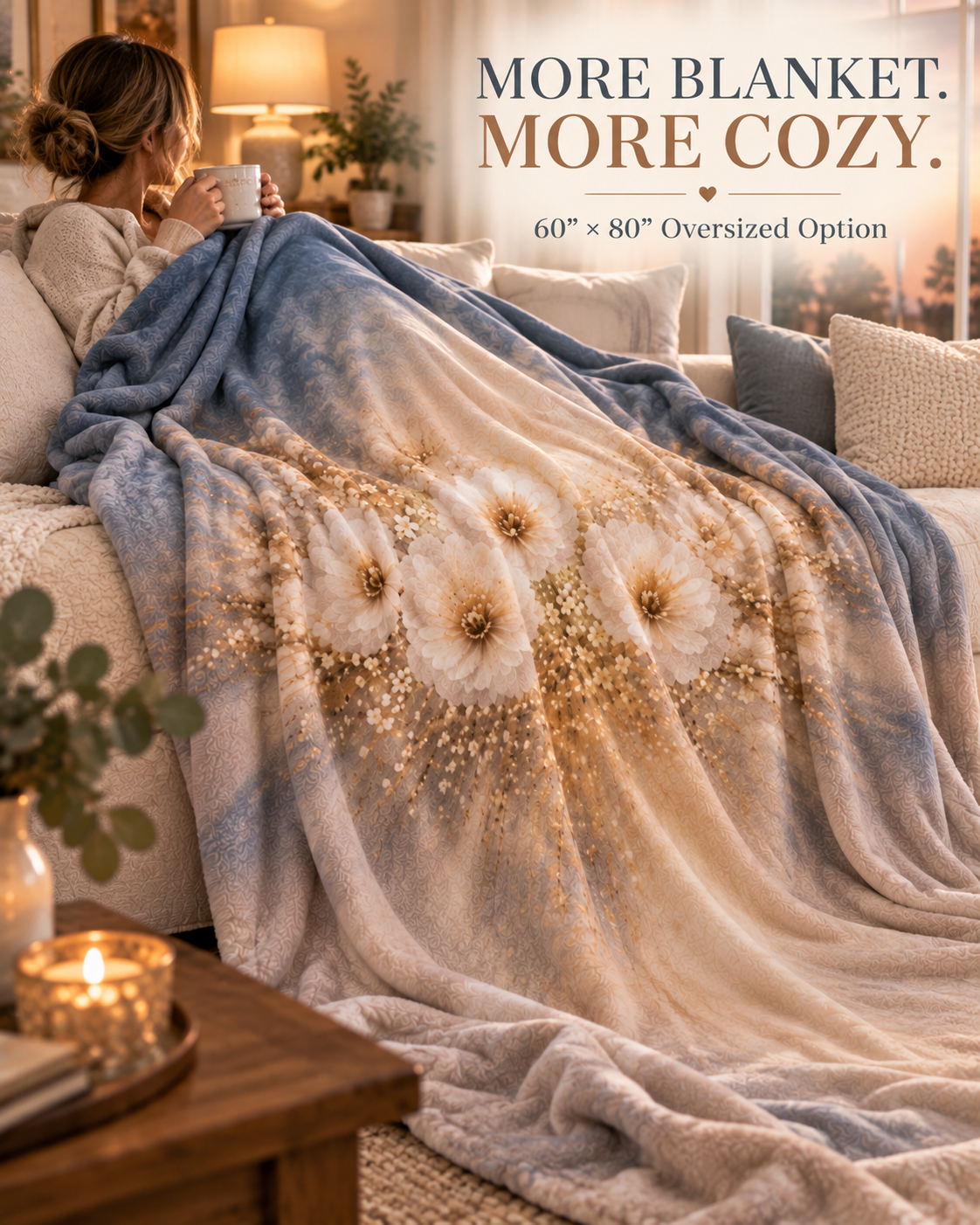 Floral Dream Sherpa Blanket — Soft Dandelion Bouquet Fleece Throw
