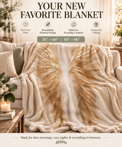 Angel Wings Sherpa Blanket – Soft Cozy Fleece Throw