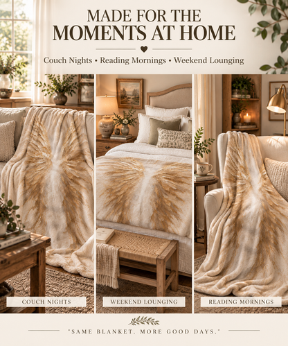 Angel Wings Sherpa Blanket – Soft Cozy Fleece Throw