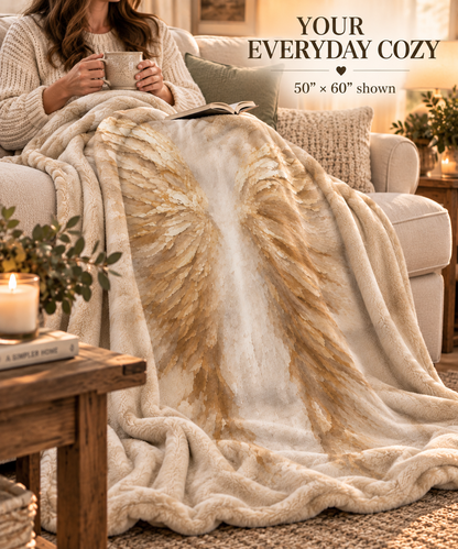 Angel Wings Sherpa Blanket – Soft Cozy Fleece Throw