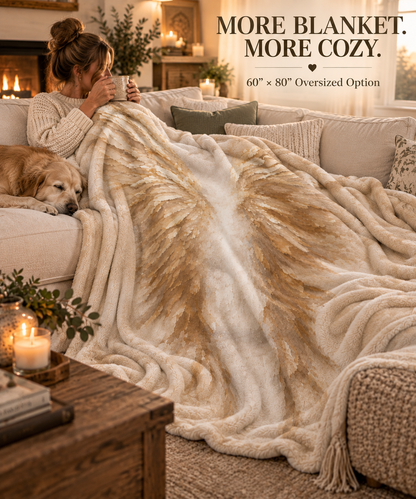 Angel Wings Sherpa Blanket – Soft Cozy Fleece Throw