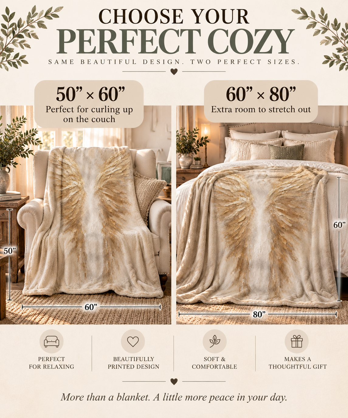 Angel Wings Sherpa Blanket – Soft Cozy Fleece Throw