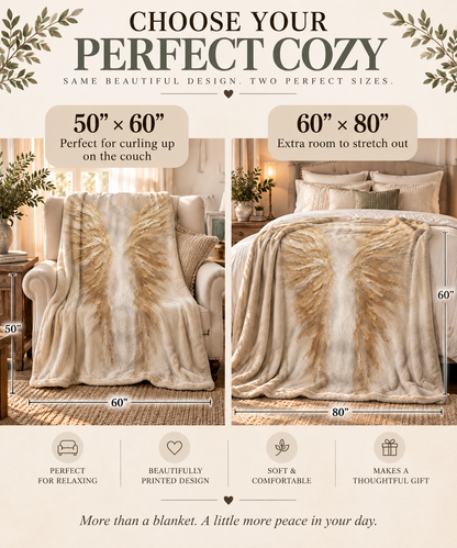 Angel Wings Sherpa Blanket – Soft Cozy Fleece Throw