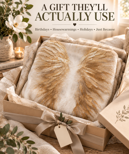 Angel Wings Sherpa Blanket – Soft Cozy Fleece Throw