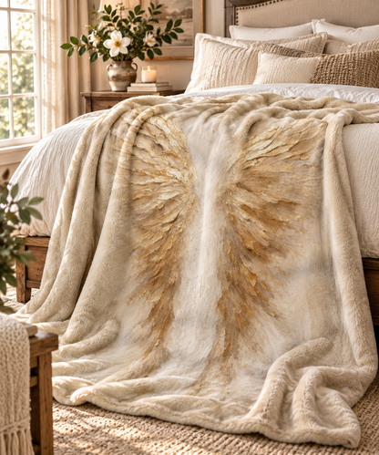 Angel Wings Sherpa Blanket – Soft Cozy Fleece Throw