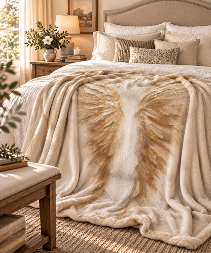 Angel Wings Sherpa Blanket – Soft Cozy Fleece Throw