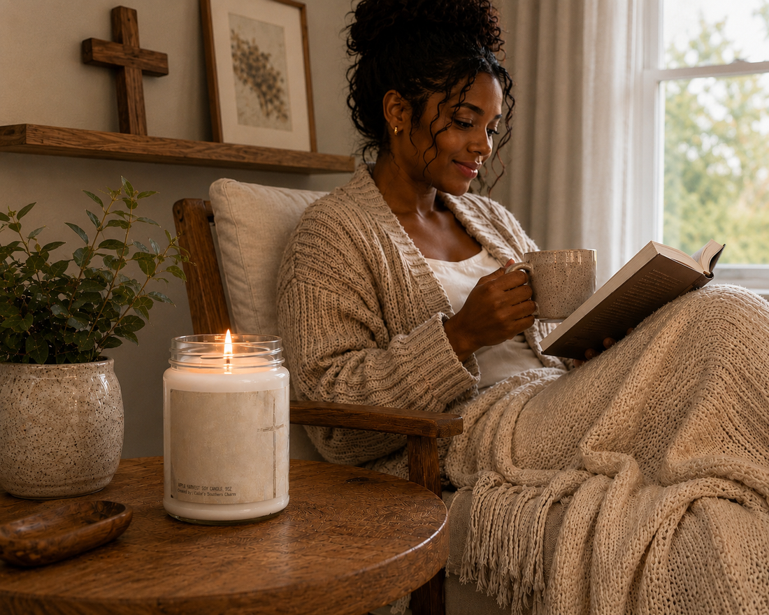 Soy Candle 9oz — Subtle Cross Faith Scented Candle (Inspirational Home Gift)