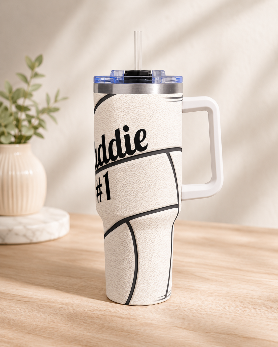 Personalized Volleyball Tumbler – 40 oz Name &amp; Number Travel Cup