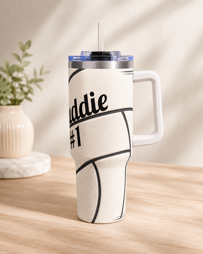 Personalized Volleyball Tumbler – 40 oz Name &amp; Number Travel Cup