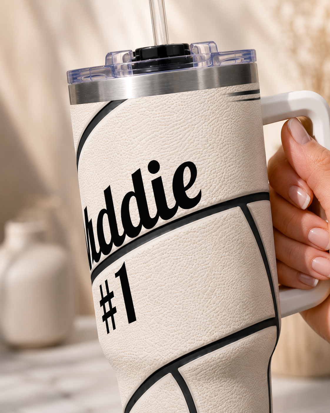 Personalized Volleyball Tumbler – 40 oz Name &amp; Number Travel Cup