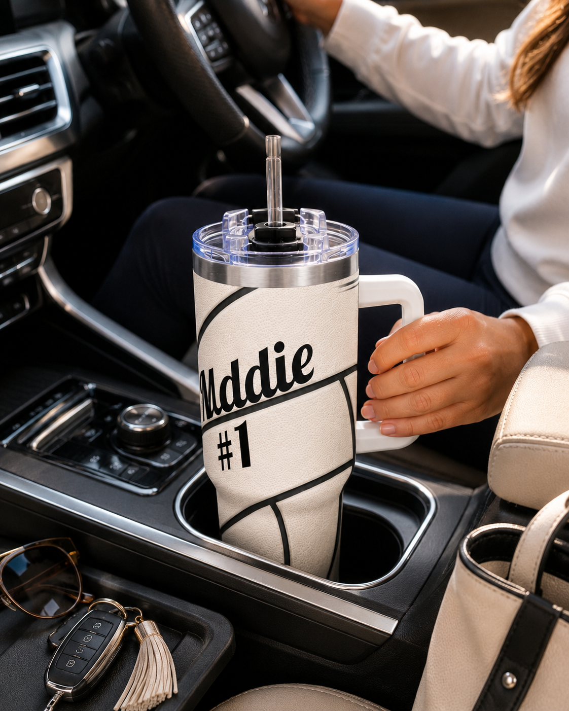 Personalized Volleyball Tumbler – 40 oz Name &amp; Number Travel Cup