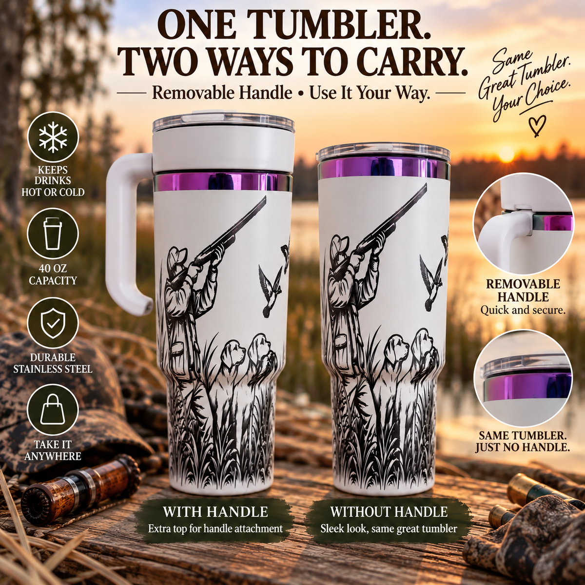 Duck Hunting Tumbler – Engraved 40 oz Waterfowl Travel Cup