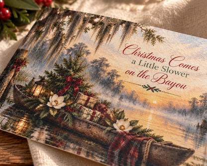 Bayou Christmas Greeting Cards — "Christmas Comes a Little Slower on the Bayou" (Set of 10/30/50)