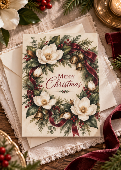 Christmas Magnolias Greeting Card — &