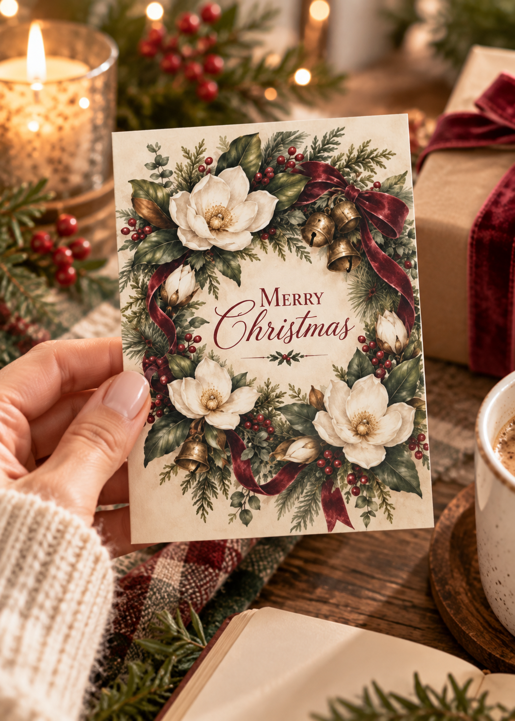 Christmas Magnolias Greeting Card — &