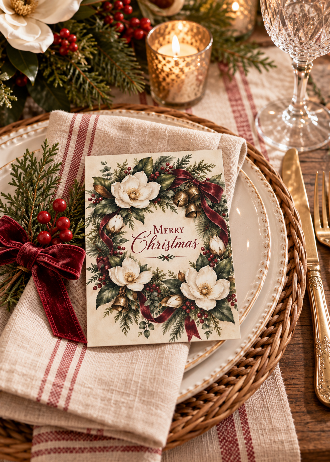 Christmas Magnolias Greeting Card — &