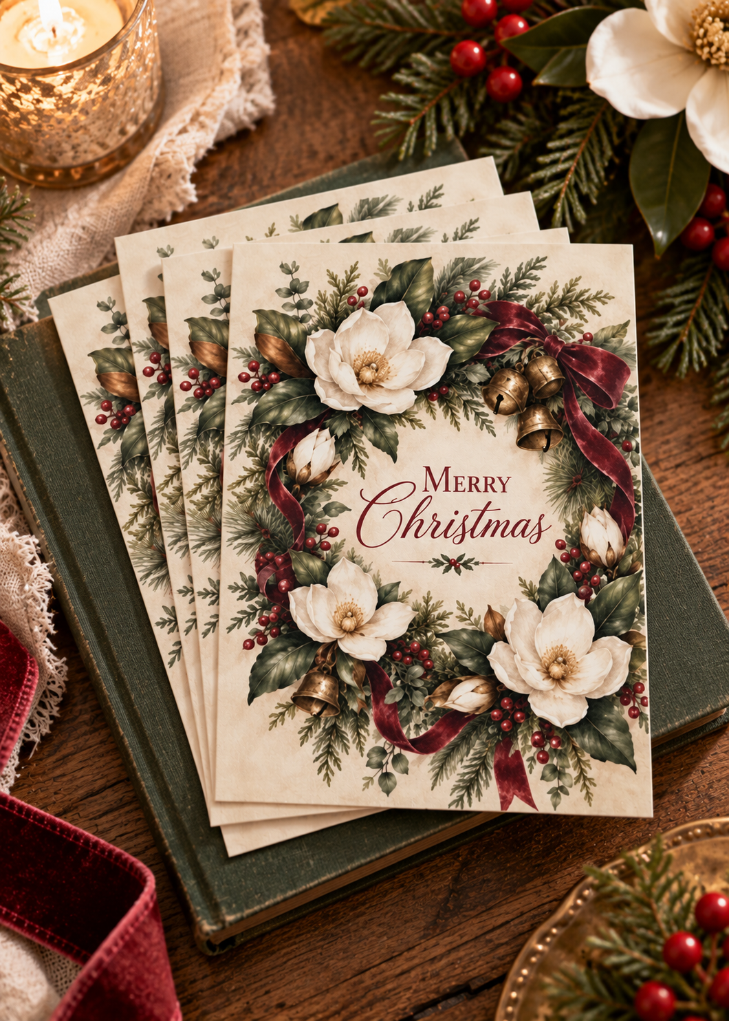 Christmas Magnolias Greeting Card — &