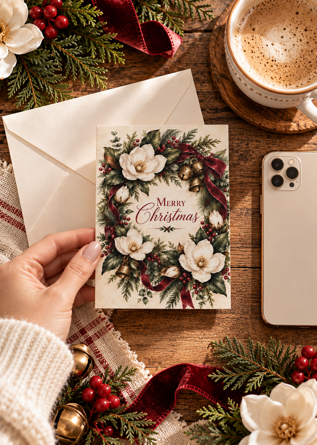 Christmas Magnolias Greeting Card — &