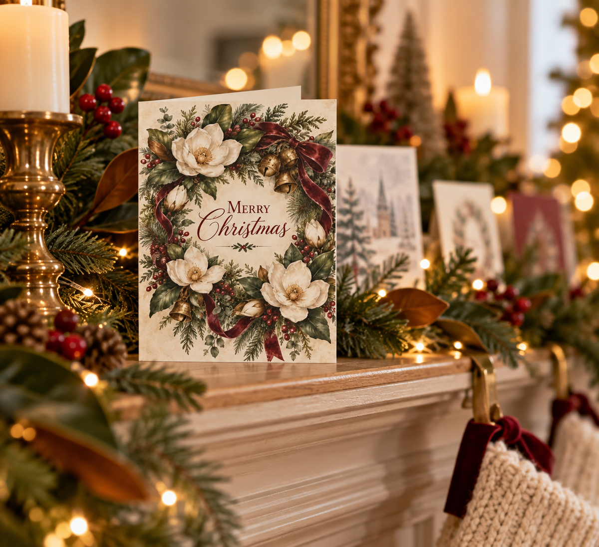 Christmas Magnolias Greeting Card — &
