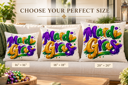 Mardi Gras Outdoor Pillow, Purple Green Gold Patio Decor, Louisiana Festive Cushion, Porch Party Decor