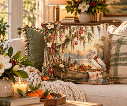 Christmas on the Bayou Holiday Pillow — Southern Bayou Christmas Decor