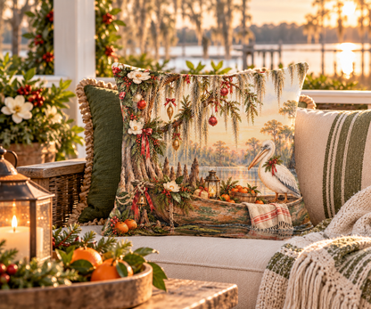Christmas on the Bayou Holiday Pillow — Southern Bayou Christmas Decor