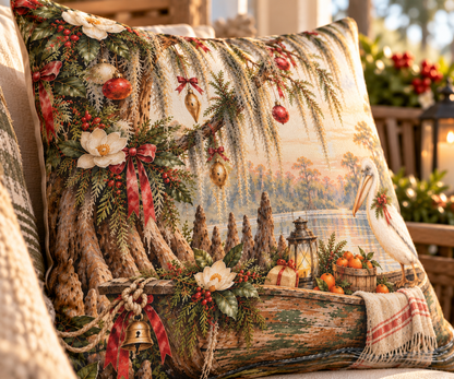 Christmas on the Bayou Holiday Pillow — Southern Bayou Christmas Decor