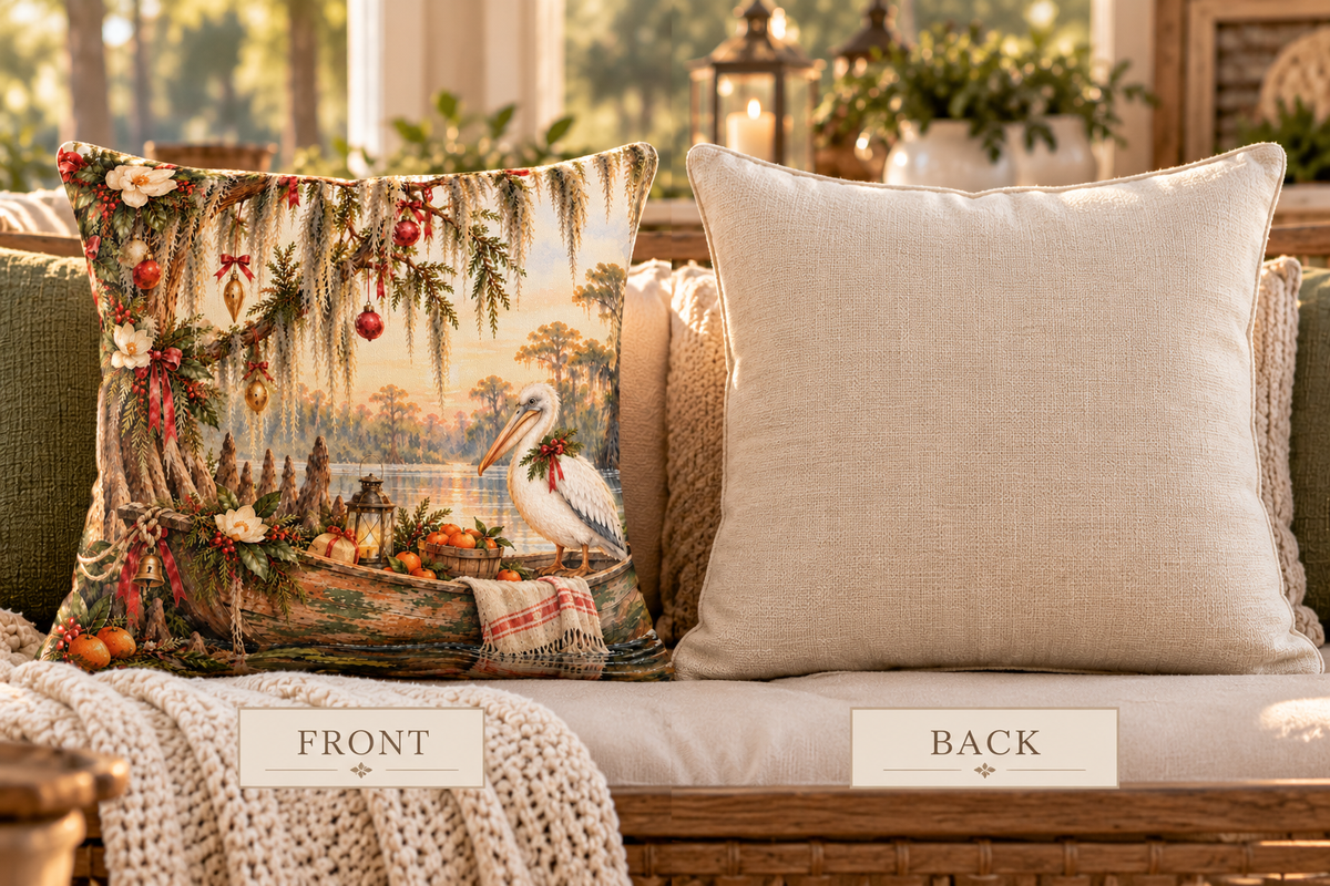 Christmas on the Bayou Holiday Pillow — Southern Bayou Christmas Decor