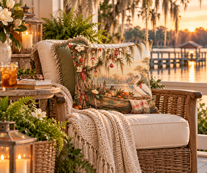 Christmas on the Bayou Holiday Pillow — Southern Bayou Christmas Decor
