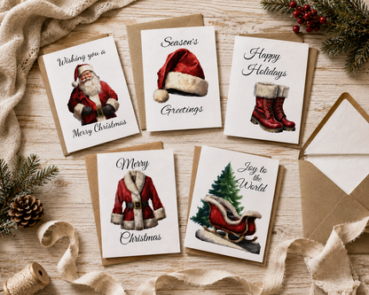 Festive Holiday Greeting Cards 5-Pack — Merry Christmas, Happy Holidays, Season&