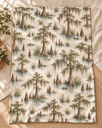 Louisiana Bayou Cypress &amp; Moss Baby Blanket – 30" × 40"